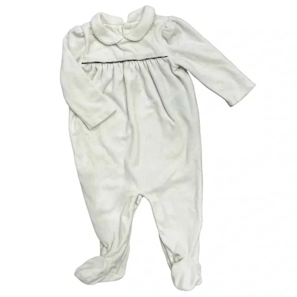 Ralph Lauren Soft Cream Velvet Footie Pajamas